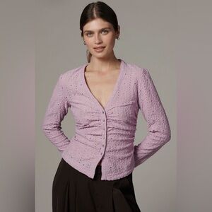 NWT Maeve for Anthropologie Lilac Eyelet Button-Up Blouse Size 3X